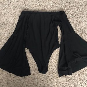 Black off shoulder bodysuit